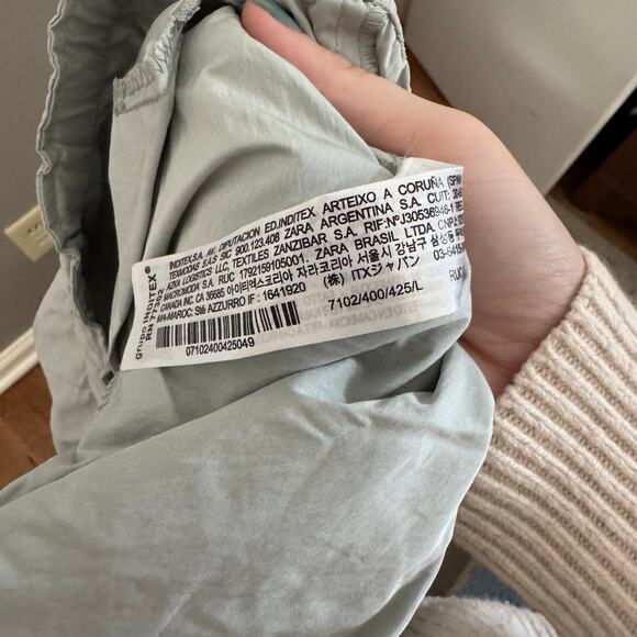 Zara Nylon Blend Full Length Pants Light Green High Rise Size Large wide leg - Picture 8 of 9